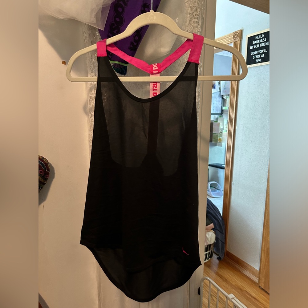 Nike Dri-Fit Elastika Racerback Tank Top - Black/Pink - Size S